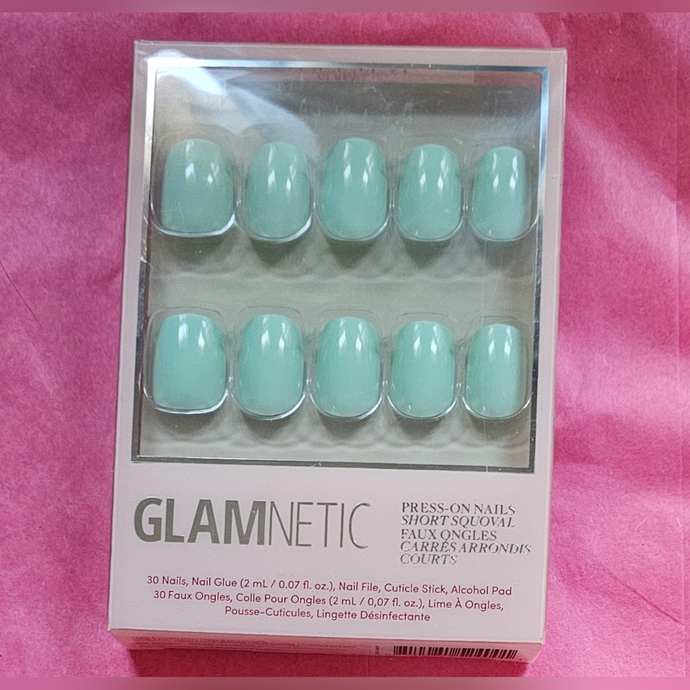 Glamnetic Soft Teal Press-On Nails Shory Squoval. Never Used.